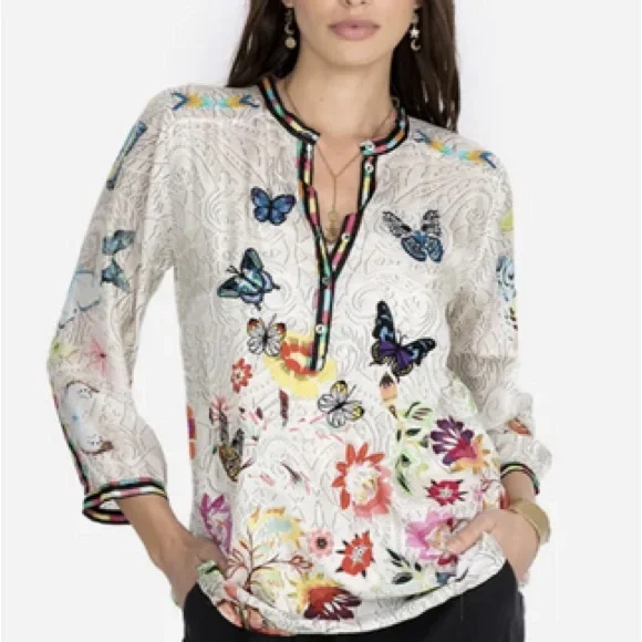 Johnny Was heavily embroidered Kendra silk tunic NWT - Picture 1 of 14